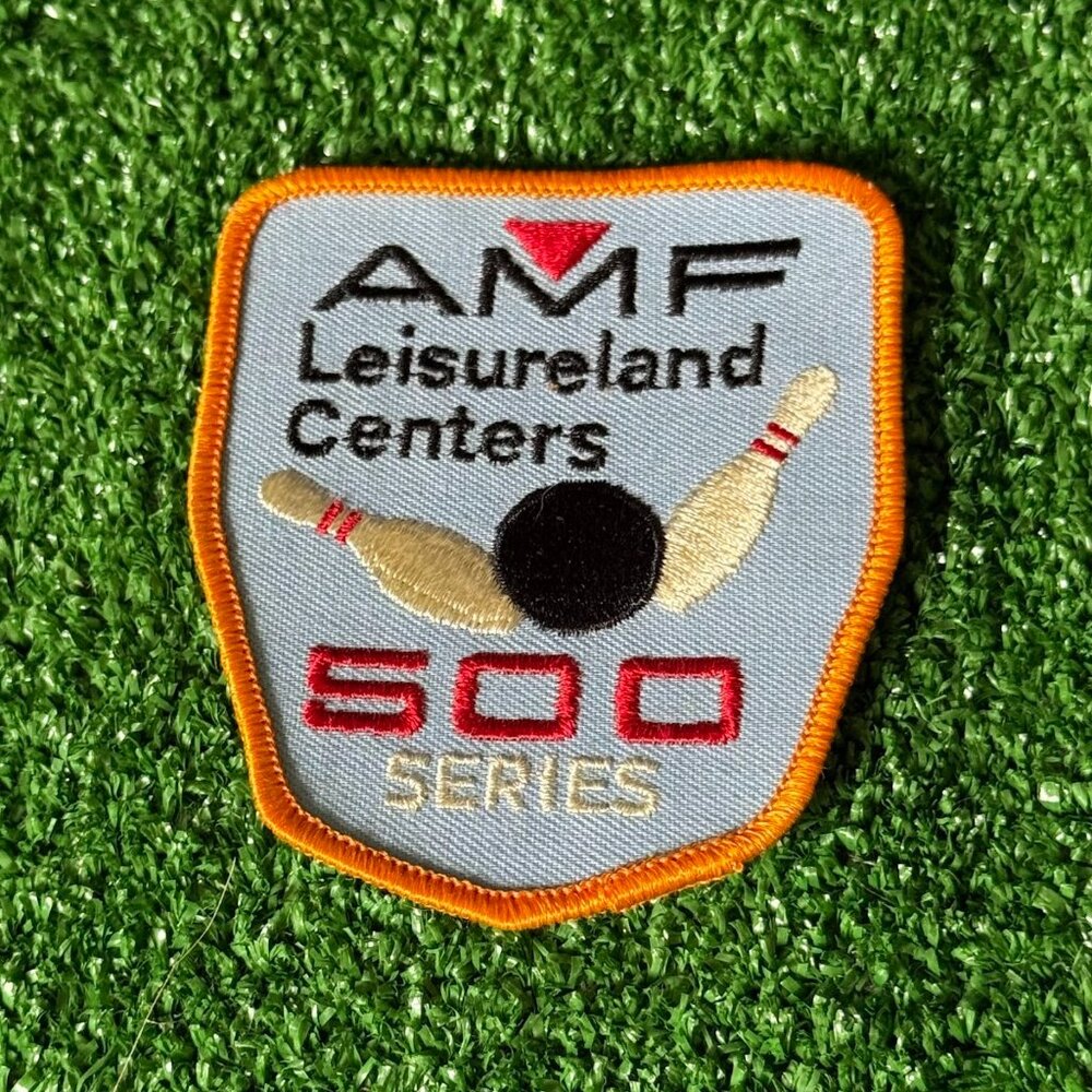 Vintage Bowling AMF Leisure Centers Series 500 Embroidered Patch Blue 3.5x3 NWOT